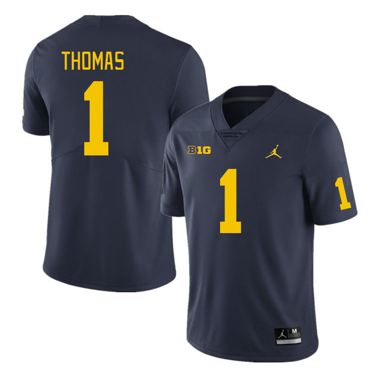 Michigan Wolverines #1 Ambry Thomas College Football Jerseys Stitched Sale-Navy